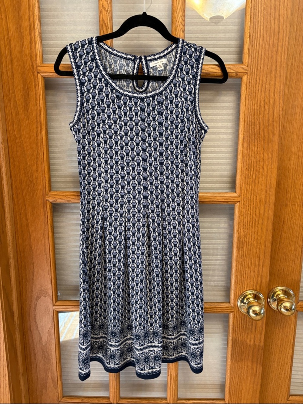 EUC Sophie Max Navy and White Sleeveless Midi Dress